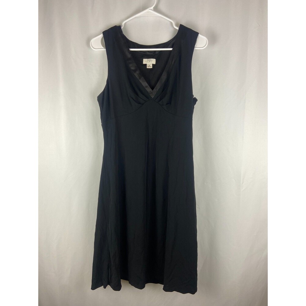 LOFT Black Sleeveless V-Neck A-Line Dress
